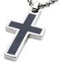 GESTALT COUTURE Unique Tungsten Cross Pendant .4mm Wide Surgical Stainless Steel Box Chain. Goldstone Inlay.