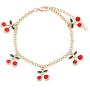 Cherry Tennis Chain Necklace Bracelet Earrings Set Shining Crystal Fruits Choker Necklace Bohemian Cherry Charm Bling Hip Hop Necklace Bracelet Set for Women Girls Jewelry