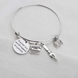 UJIMS Writer Gift Writer Charm Bracelet A Writer is A World Trapped in A Person Literary Gift for Author Novelist Writing Jewelry for Her