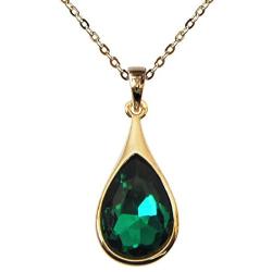 Navachi 18k Gold Plated Crystal Pear-Shaped Zirconia Pendant Necklace 16''+2''