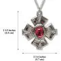 Medallion with Red Stone Medieval Renaissance Silver Finish Pendant Necklace Medallion with Red Stone Medieval Renaissance Silver Finish Pendant Necklace
