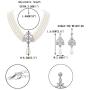 EVER FAITH Crystal 4 Layers Simulated Pearl Elegant Vintage Inspired Chandelier Necklace Earrings Set