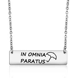 In Omnia Paratus Bar Necklace Strength Jewelry Gilmore Jewelry Ready for Anything Motivational Necklace Gift for Women Girls Umbrella Gilmore Gifts