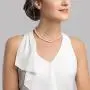 THE PEARL SOURCE 14K Gold 6.5-7mm AAA Quality Round White Akoya Cultured Pearl Necklace & Earrings Set in 17'' Princess Length for Women