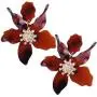 RESIN ACRYLIC FLOWER DANGLE EARRINGS - Exaggerated European And American Style Big Flower Earrings - alloy Rhinestone Flower Heart Fashion Earrings - beach, Jungle Travel, Shopping, Work