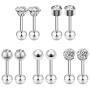 ZS 5 Pairs Ball Stud Earrings Stainless Steel 18G Barbell Gartilage Earrings Helix Earrings 4mm CZ Ear Piercing Set