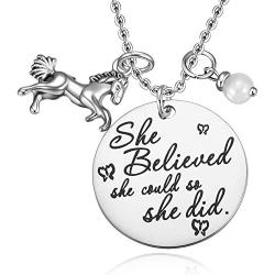 MIXJOY Horse Jewelry Gift for Girls Horse and Pearl Pendant Necklace for Girls Inspirational Gifts for Women Graduation Gift