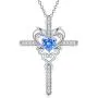 SISGEM Moissanite Dolphin Necklace for Women Teen Girls,Set 20 PCS Diamonds on Cross,Love Heart Pendant Birthday Gifts for Mom Wife,925 Sterling Silver Infinity Jewellery