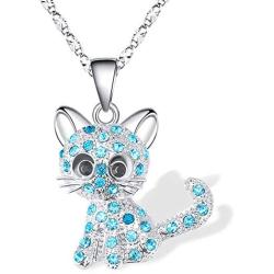 Lanqueen Kitty Cat Pendant Necklace Jewelry for Women Girls Cat Lover Gifts Daughter Loved Necklace 18+2.4 inch Chain