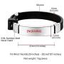 U7 Men Women Customized ID Bracelet Official or Sport Wristband Braided Leather or Waterproof Silicone Identification Bracelets Bangle,Length 16-20CM