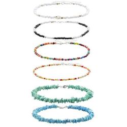 Bridget Bobby 2Pcs Shell Choker Necklace Chips,4 Pcs Seed Bead Choker Necklace for Women Girls,Handmade Hawaii Beach Jewelry Set,Boho Beaded Necklace Adjustable