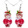 NEWEI Acrylic Christmas Teddy Bear Earrings Dangle Drop Fashion Festival Animal Jewelry For Women Girls Charms Gifts