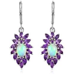 Shop LC Platinum Plated 925 Sterling Silver Welo Opal Amethyst Lever Back Dangle Drop Earrings Prom Purple Jewelry Mothers Day Gifts