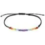 AeraVida Layer Me Rainbow Genuine Stones Sterling Silver on Adjustable Black Bracelet