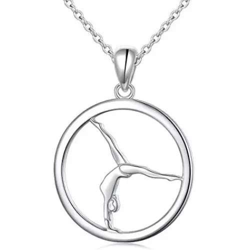 S925 Sterling Silver Gymnastics Sport Charm Pendant Necklace Inspirational Jewelry Gifts for Women,Gymnasts, Coaches S925 Sterling Silver Gymnastics Sport Charm Pendant Necklace Inspirational Jewelry Gifts for Women,Gymnasts, Coaches
