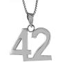 Sterling Silver Number 42 Necklace for Jersey Numbers & Recovery High Polish 3/4 inch, 2mm Curb Chain