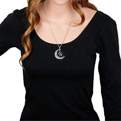 BELUCKIN Vintage Silver Horoscope Zodiac 12 Constellation Astrology Galaxy & Crescent Moon Glass Bead Pendant Necklace Jewelry Set