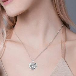 Locket Necklace Sterling Silver I Love You to The Moon and Back Necklace 4 Photo Heart Locket Necklace Love Memory Jewelry Gifts for Women Girl