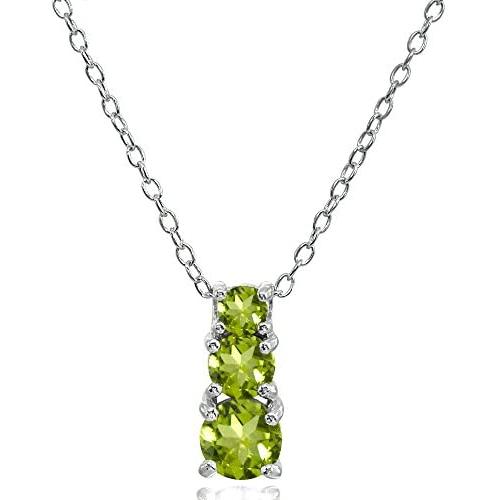 Sterling Silver Genuine or Synthetic Gemstone Round Graduating 3-Stone Pendant Necklace, 16'' + Extender