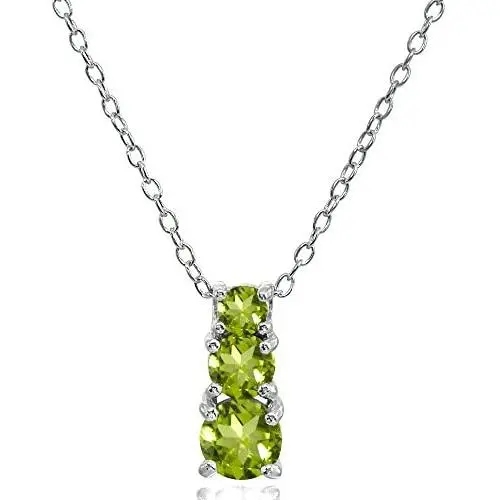 Sterling Silver Genuine or Synthetic Gemstone Round Graduating 3-Stone Pendant Necklace, 16'' + Extender Sterling Silver Genuine or Synthetic Gemstone Round Graduating 3-Stone Pendant Necklace, 16'' + Extender