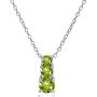 Sterling Silver Genuine or Synthetic Gemstone Round Graduating 3-Stone Pendant Necklace, 16'' + Extender