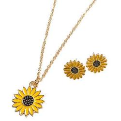 liwen Women Sunflower Necklace Sunflower Earrings .Friendship Jewelry for Sister Best Friend Mom Daughter Granddaughter Women and Girls Birthday Gift