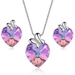 Mom Necklace for Women Mother Daughter Jewelry Mothers Day Crystal Heart Pendant Necklaces Accent Chain Love Forever Charm Inspirational Gift for Her Wife Sister Girlfriend
