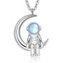 DOHAOOE Moon 925 Sterling Silver Astronaut Necklace Opal Space Milky Way Pendant Jewelry for Women