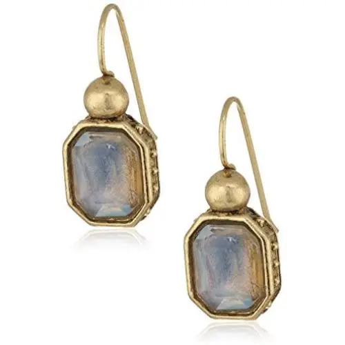 1928 Jewelry Gold-Tone Cloudy Blue Glass Drop Earrings 1928 Jewelry Gold-Tone Cloudy Blue Glass Drop Earrings