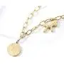 ZYHENG 14k Gold-Plated Titanium Steel Pony Queen Elizabeth Round Pendant Necklace, Fashion Sweater Chain Hip Hop Fashion Accessories