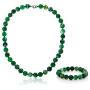 Gem Stone King 18 Inch 10mm Green Agate Necklace Bracelet Gift Set