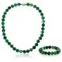 Gem Stone King 18 Inch 10mm Green Agate Necklace Bracelet Gift Set
