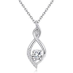 Womens 925 Sterling Silver Necklace Infinity Love Rose Gold White Gold Plated Pendant CZ Diamond Necklace Best Valentines Day