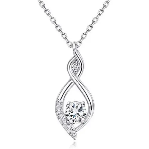 Womens 925 Sterling Silver Necklace Infinity Love Rose Gold White Gold Plated Pendant CZ Diamond Necklace Best Valentines Day