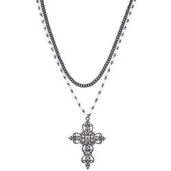 Lux Accessories Rosary Elegant Fancy Beaded Cross Necklace