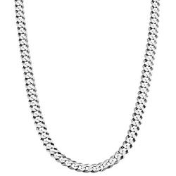 Savlano 925 Sterling Silver 5mm Italian Solid Curb Cuban Link Chain Necklace for Men & Women - Made in Italy Comes Gift Box (5mm)