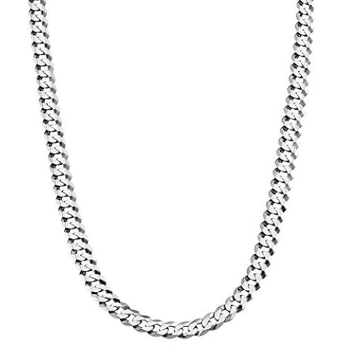 Savlano 925 Sterling Silver 5mm Italian Solid Curb Cuban Link Chain Necklace for Men & Women - Made in Italy Comes Gift Box (5mm)