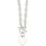 925 Sterling Silver Engraveable Heart Disc On Link Toggle 18 Inch Chain Necklace Pendant Charm Love Fine Jewelry For Women Gifts For Her