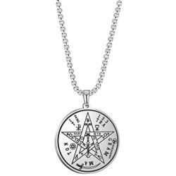 VASSAGO Hebrew Esoteric Tetragrammaton Name of God YHWH Pentagram Stainless Steel Pendant Necklace Keychain Jewelry Set