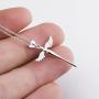 925 Sterling Silver Cross with Angel Wing Charm Pendant Rolo Chain Necklace, 18''