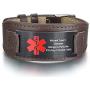 MPRAINBOW Personalized Custom Leather Medical Alert ID Bracelet for Men,Stainless Steel Emergency ICE Custom Plate with Adjustable Wide Genuine Leather Wristband,6.7-8.7 Inch