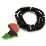 Shiny Jewelers USA Mens Multicolor Africa MAP RED Black Green Pendant 6MM 30'' Wooden Bead Chain Egyptian Necklace Shiny Jewelers USA Mens Multicolor Africa MAP RED Black Green Pendant 6MM 30'' Wooden Bead Chain Egyptian Necklace