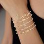 sailimue 26 Pcs Multiple Layered Stackable Bracelets for Women Open Cuff Wrap Bracelet Star Moon Pearl Leaf Arrow Love Knot Bracelets Adjustable Gold Bangle Bracelets Set
