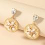 Sinkcangwu Women Earrings Statement Rhinestone Earrings Round Tree Pendant Trend Fashion Jewelry Drop Hanging Dangle Earring Charm Colorful