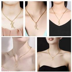U7 Alphabet Initial Jewelry Women Girls Necklace with Letter A to Z Stainless Steel / 18K Gold Plated CZ Crystal or Statement Sideways Initials Choker Pendant Necklace, Gift Box Packed