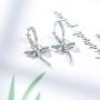 AOBOCO Dragonfly Earrings Sterling Silver Hoop Earrings with Simulated Light Sapphire Crystals from Austria, Adorable Insects in The Garden Series, Hypoallergenic Dragonfly Jewelry Gifts for Women
