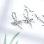 AOBOCO Dragonfly Earrings Sterling Silver Hoop Earrings with Simulated Light Sapphire Crystals from Austria, Adorable Insects in The Garden Series, Hypoallergenic Dragonfly Jewelry Gifts for Women