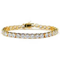JINAO 1 Row AAA Gold Silver All Iced Out Tennis Bling Lab Simulated Diamond Bracelet