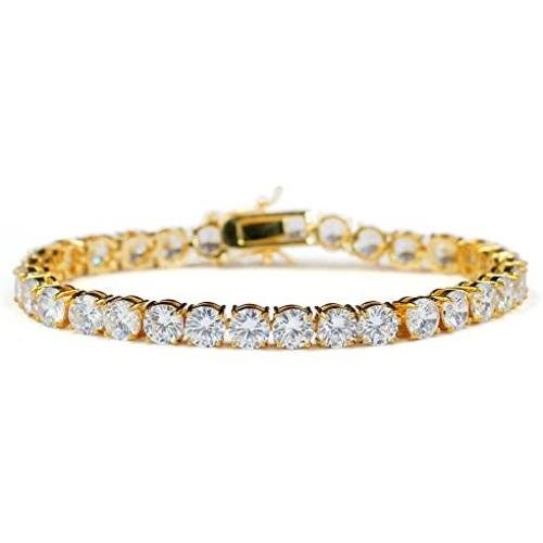 JINAO 1 Row AAA Gold Silver All Iced Out Tennis Bling Lab Simulated Diamond Bracelet