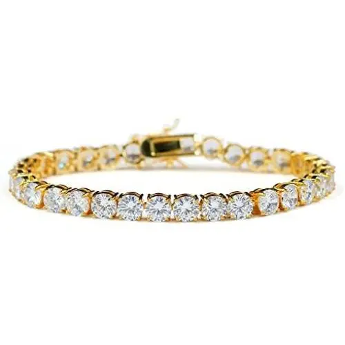 JINAO 1 Row AAA Gold Silver All Iced Out Tennis Bling Lab Simulated Diamond Bracelet JINAO 1 Row AAA Gold Silver All Iced Out Tennis Bling Lab Simulated Diamond Bracelet